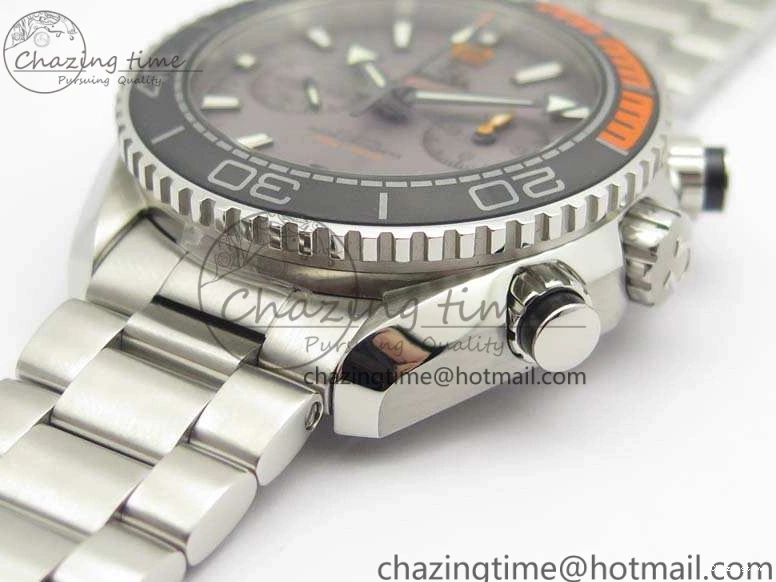 0727 MultiPurpose Planet Ocean Master Chrono SS OM 1:1 Best Edition Gray Dial On SS Bracelet A9900 V 8116